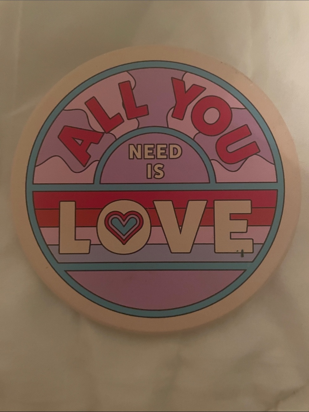 All You Need Is Love Round Decorative Sign coaster  - Pink & Purple